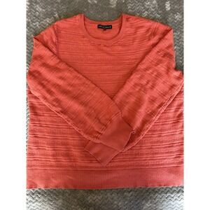 Love Ellie Womens XL Coral Orange Textured Knit Crewneck Sweater Long Sleeve Top